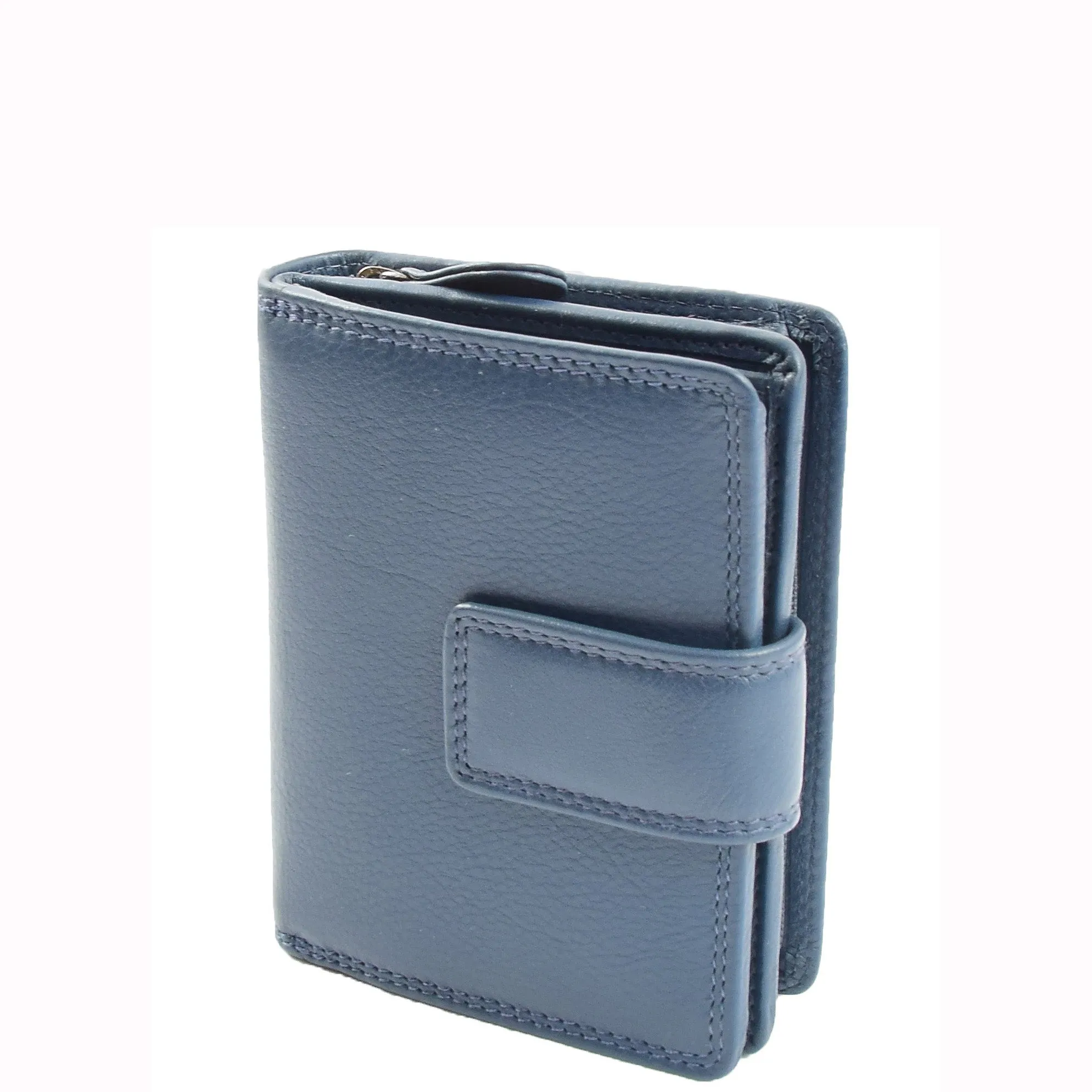 Womens Purse Real Soft Premium Leather Bi Fold HOL1132 Navy
